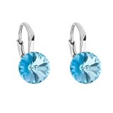 Strieborné náušnice visiace s krištálmi Swarovski modré okrúhle 31229.3 aqua