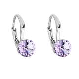Strieborné náušnice visiace s krištálmi Swarovski fialové okrúhle 31230.3 violet