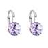 Strieborné náušnice visiace s krištálmi Swarovski fialové okrúhle 31229.3 violet