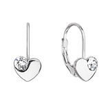 Strieborné visiace náušnice so Swarovski kryštálmi srdiečka 31299.1 bielej