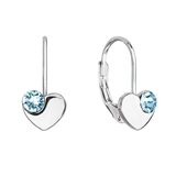 Strieborné visiace náušnice so Swarovski kryštálmi srdiečka 31299.3 modré