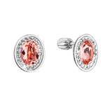 Strieborné náušnice kôstky so Swarovski kryštálmi oranžový oválik 31304.3