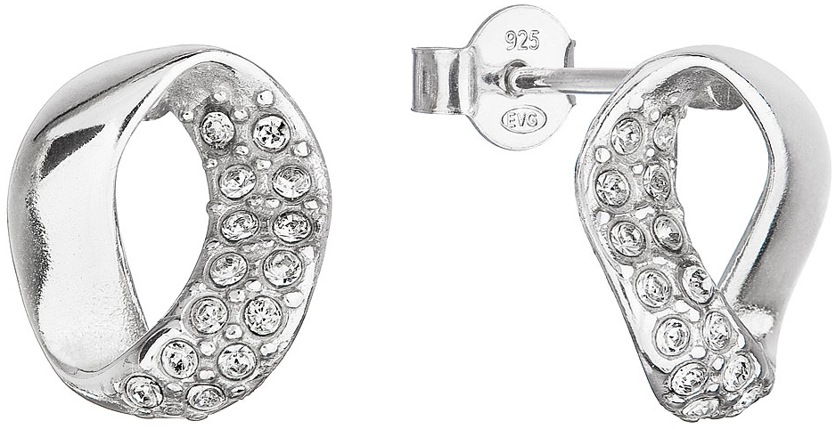Strieborné náušnice kôstky s kryštálmi Swarovski oválne 31308.1