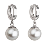 Strieborné náušnice visiace s perlou Preciosa biele okrúhle 31151.1