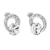 Strieborné náušnice pecky s kryštálmi Preciosa biele okrúhle 31239.1 crystal