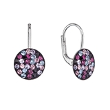 Strieborné náušnice visiace s kryštálmi Swarovski fialové jemné 31315.3 magic violet