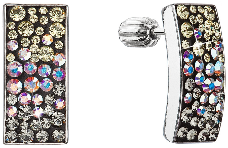 Strieborné visiace náušnice so Swarovski kryštálmi mesačné 31303.3 moonlight