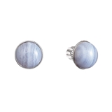 Strieborné náušnice kôstky s pravými minerálnymi kameňmi okrúhle 11491.3 Achát Blue Lace