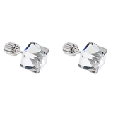 Strieborné náušnice kôstka s krištáľmi Swarovski biela kocka 31030.1