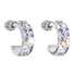 Strieborné náušnice kruhy s krištáľmi Swarovski fialový polkruh 31118.3 Violet