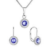 Sada šperkov s kryštálmi Swarovski náušnice a prívesok modré okrúhle 39109.3sapphire