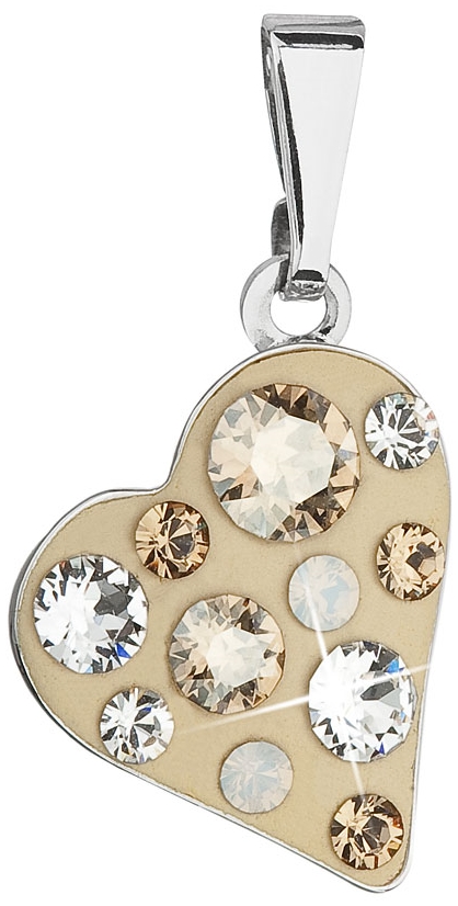 Prívesok bižutéria so Swarovski krištáľmi hnedé srdce 54027.3