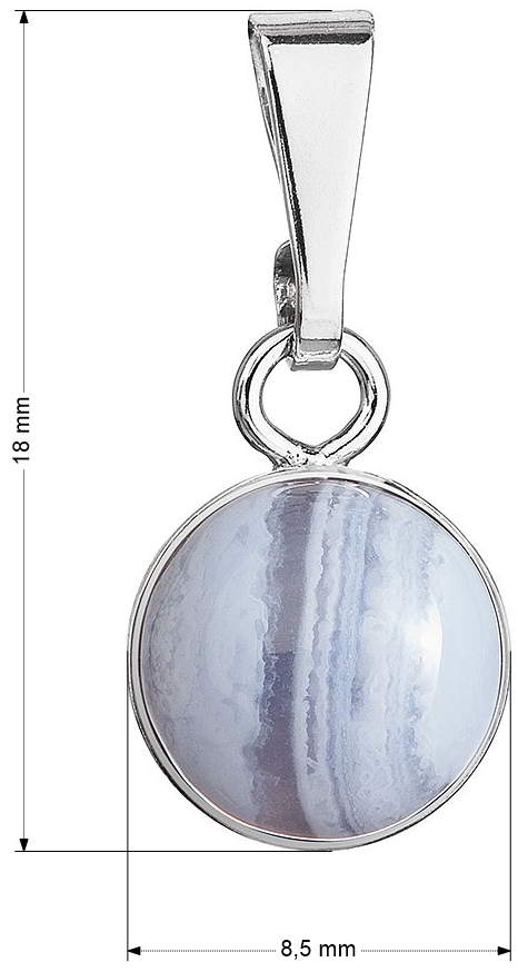 Strieborný prívesok s pravým minerálnym kameňom okrúhly 14033.3 Blue Lace Agate