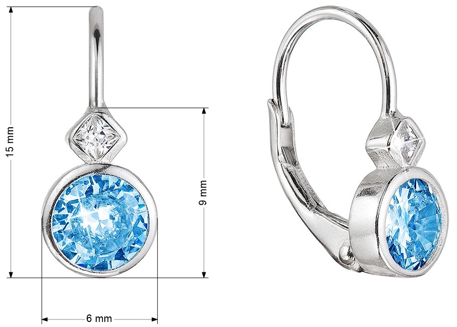 Strieborné náušnice detské okrúhle so zirkónmi 11479.3 aqua