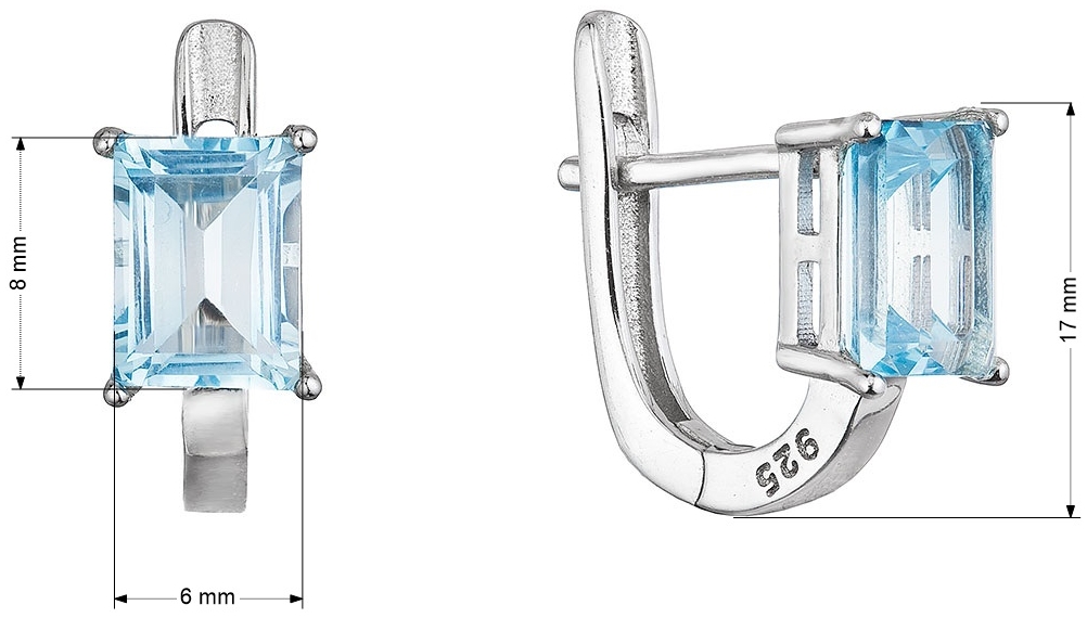 Strieborné náušnice s pravými minerálnymi kameňmi modré 11498.3 sky topaz