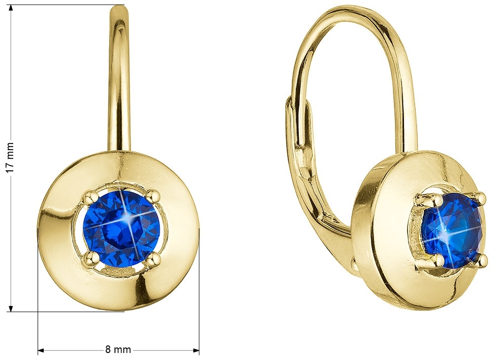 Pozlátené strieborné náušnice s modrým zirkónom 11510.3 blue