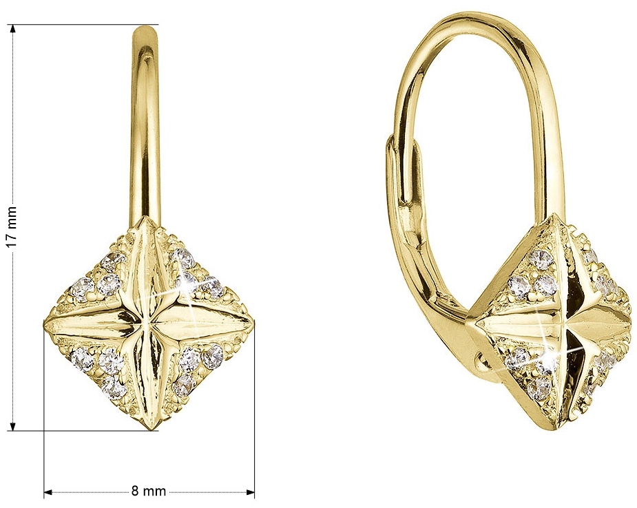 Pozlátené strieborné náušnice so zirkónmi 11516.1 crystal