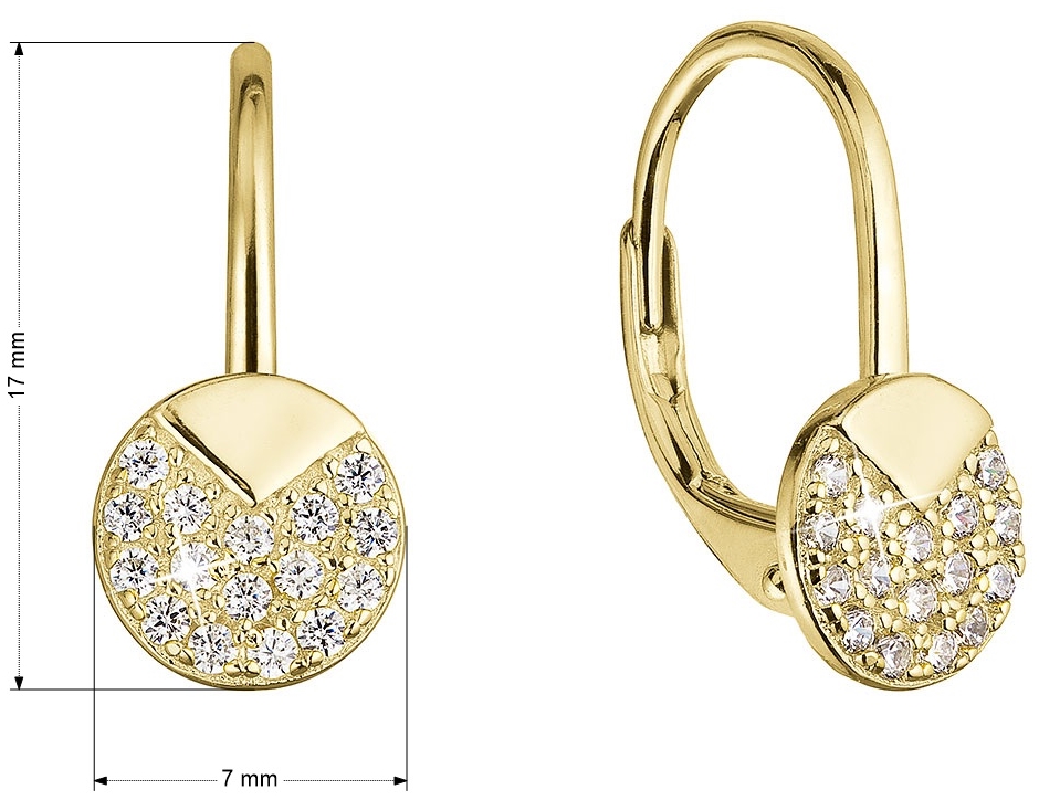 Pozlátené strieborné náušnice so zirkónmi 11517.1 crystal