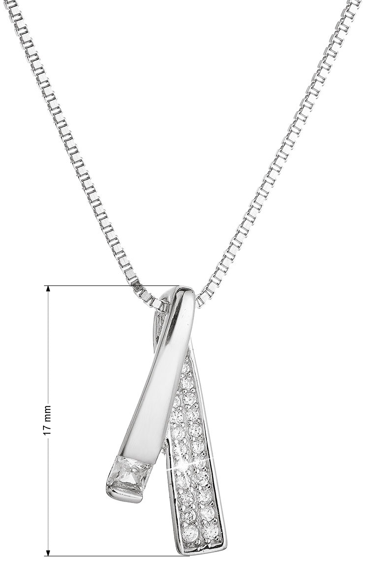Strieborný náhrdelník stuha so zirkónmi 12054.1