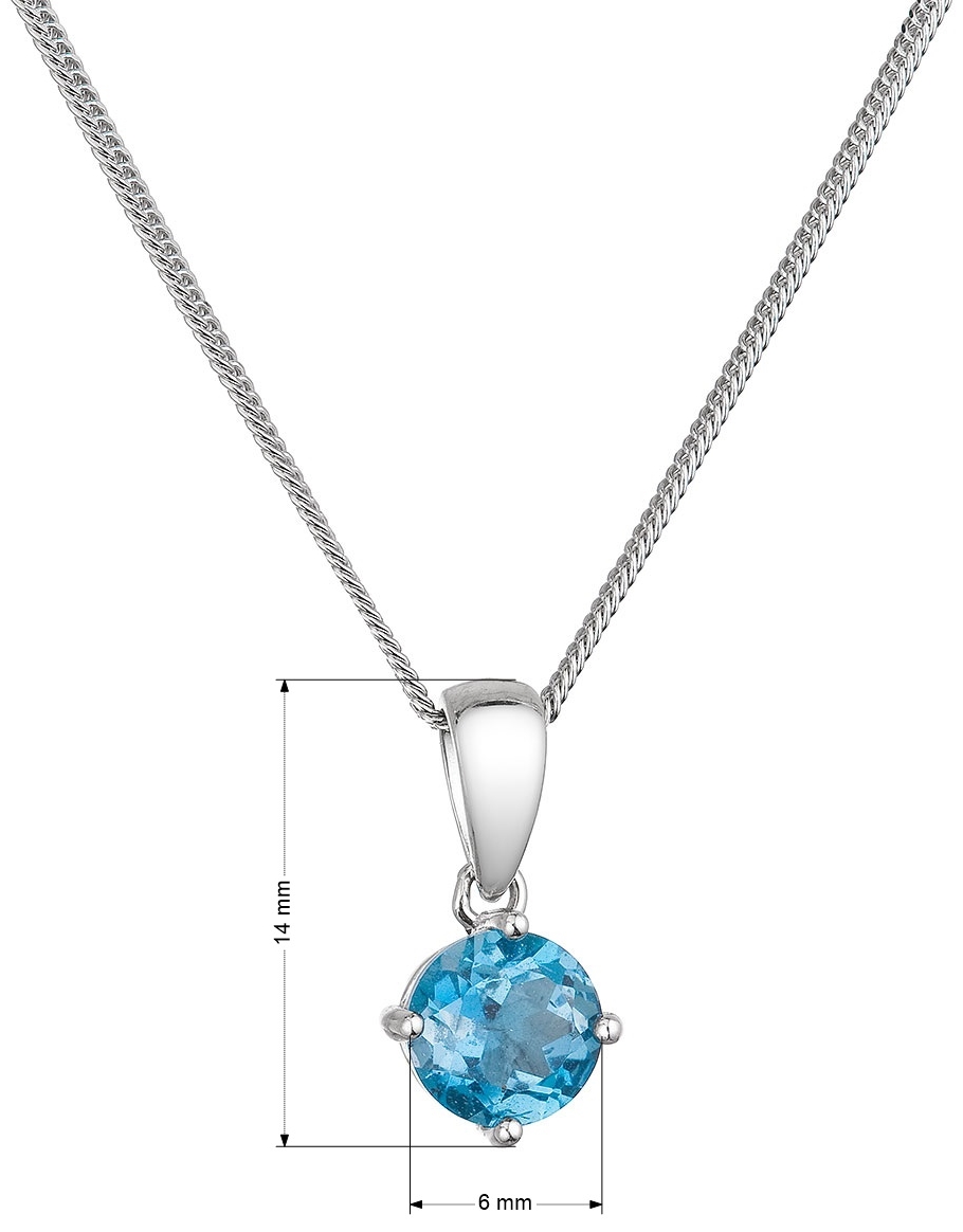 Strieborný náhrdelník s pravým minerálnym kameňom modrý 12079.3 london topaz