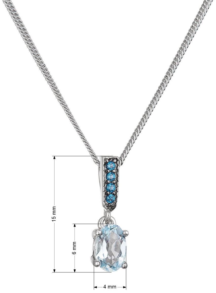 Strieborný náhrdelník luxusný s pravými minerálnymi kameňmi modrý 12082.3 london nano, sky topaz