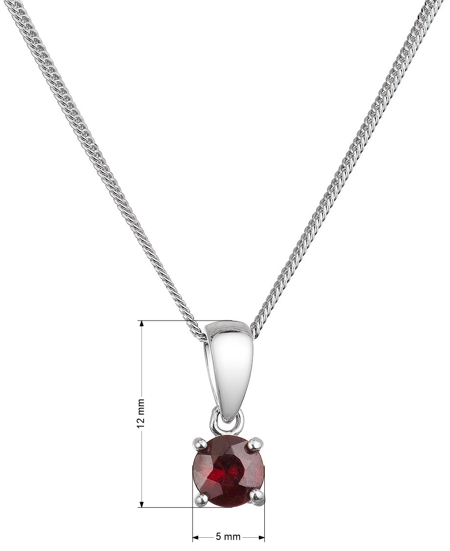 Strieborný náhrdelník s pravým minerálnym kameňom červený 12078.3 garnet