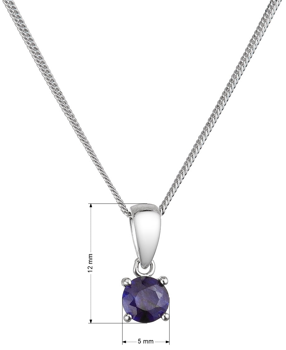 Strieborný náhrdelník s pravým minerálnym kameňom tmavo modrý 12078.3 sapphire blue