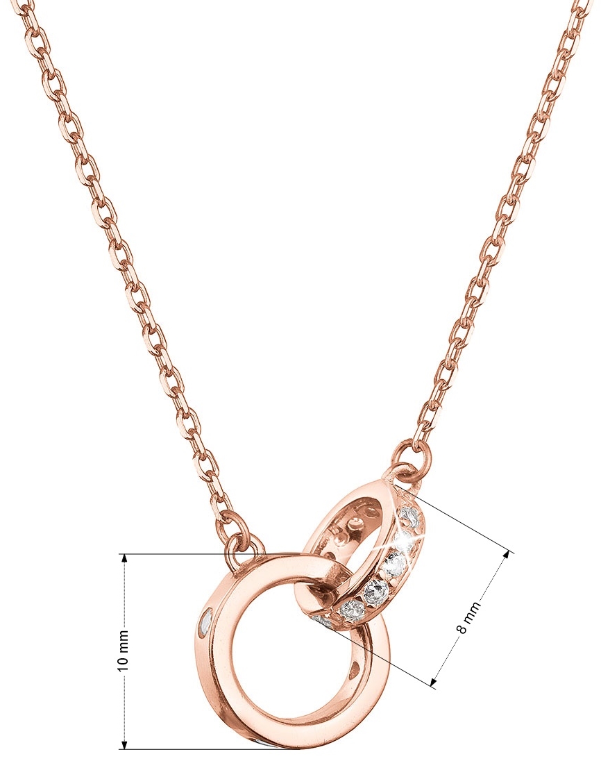 Pozlátený strieborný ROSE náhrdelník krúžky so zirkónmi 12095.1 crystal