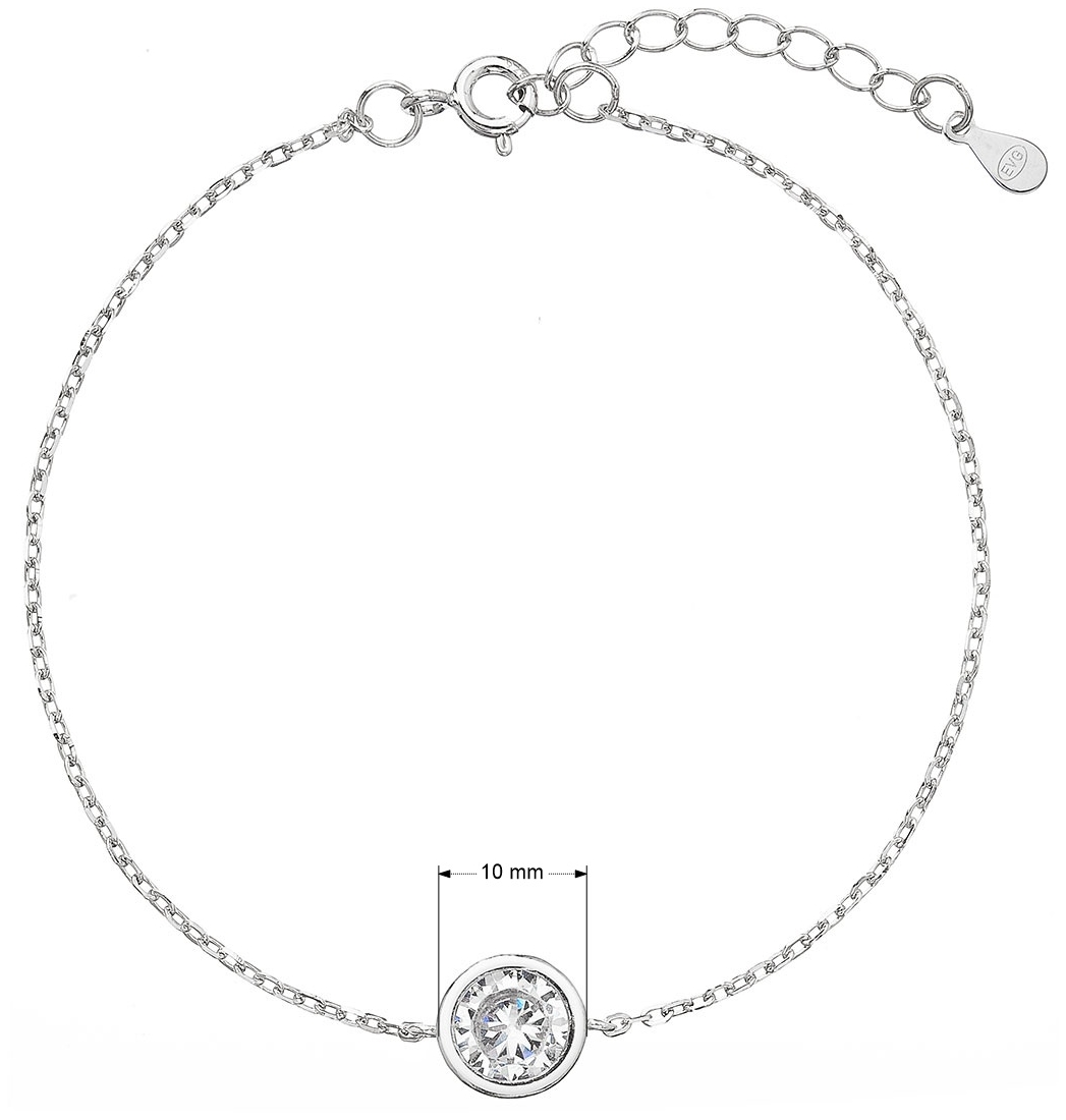 Strieborný náramok retiazka s jedným zirkónom 13025.1 crystal