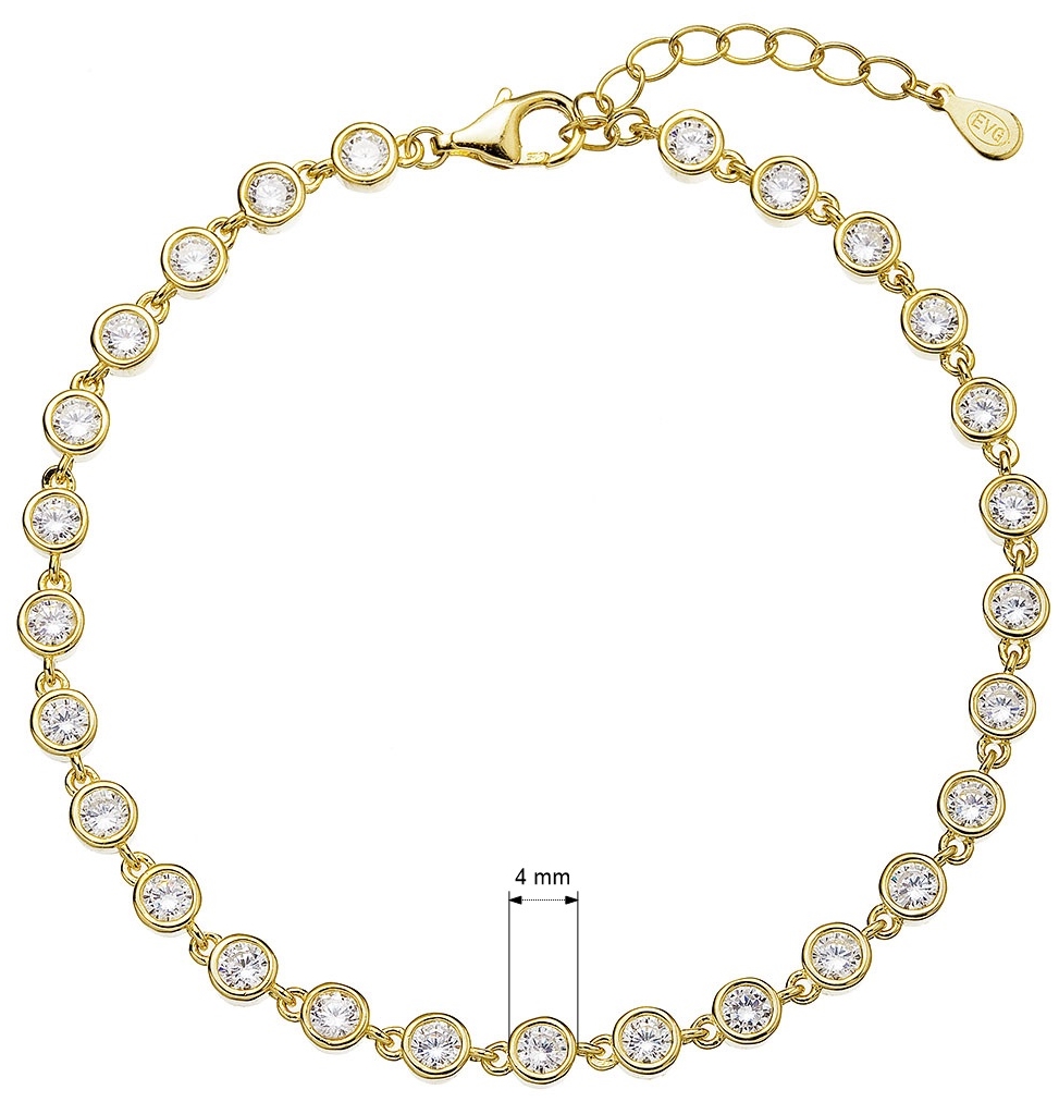 Pozlátený strieborný náramok retiazka vysadený okrúhlymi zirkónmi biely 13027.1 crystal Au plating
