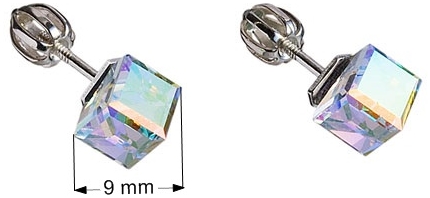 Strieborné náušnice kôstka s krištáľmi Swarovski AB efekt kostička 31030.3