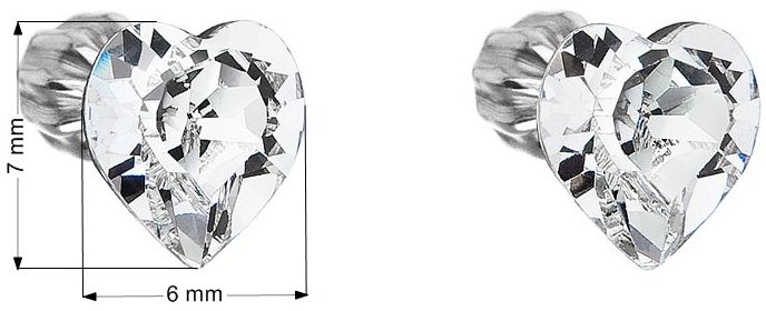 Strieborné náušnice kôstka s krištáľmi Swarovski biele srdce 31139.1