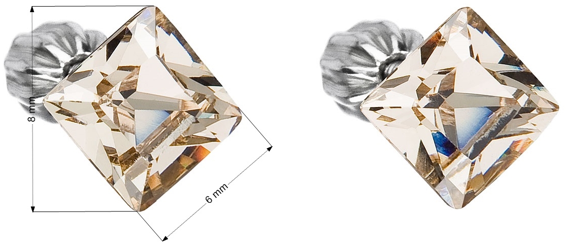 Strieborné náušnice kôstka s krištáľmi Swarovski hnedý štvorec 31065.3