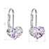Strieborné náušnice visiace s krištáľmi Swarovski fialové srdce 31125.9