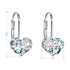 Strieborné náušnice visiace s krištáľmi Swarovski modré srdce 31125.9