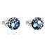 Strieborné náušnice kôstka s krištáľmi Swarovski modré okrúhle 31136.3 blue style