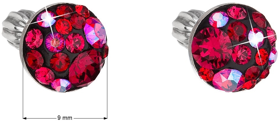 Strieborné náušnice kôstky s krištálmi Swarovski červenej okrúhle 31336.3 cherry