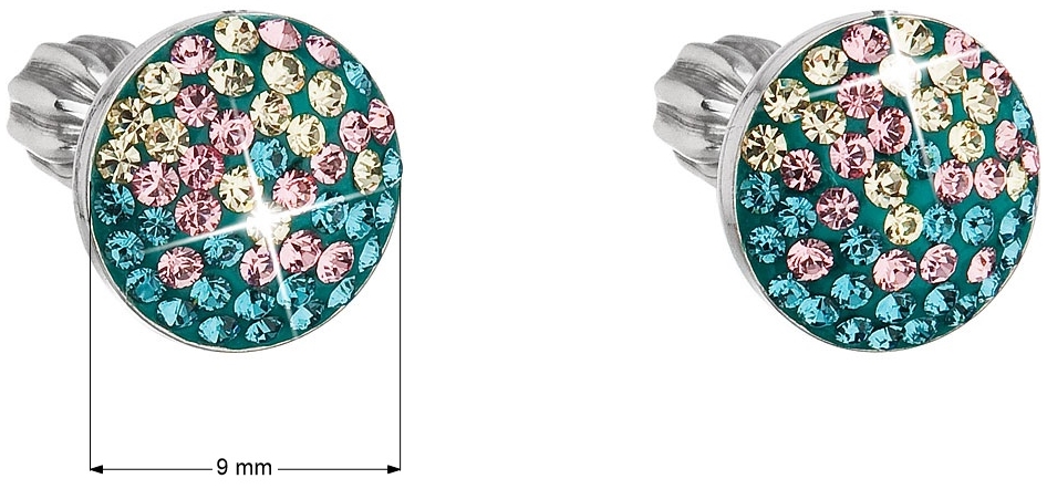 Strieborné náušnice kôstky s krištálmi Swarovski mix farieb okrúhle 31336.3 magic indicolite