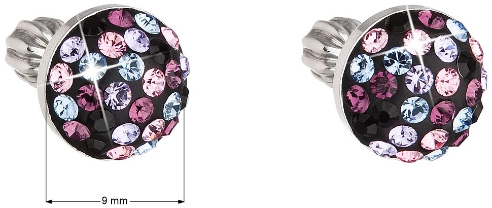 Strieborné náušnice kôstky s krištálmi Swarovski mix farieb okrúhle 31336.3 magic violet