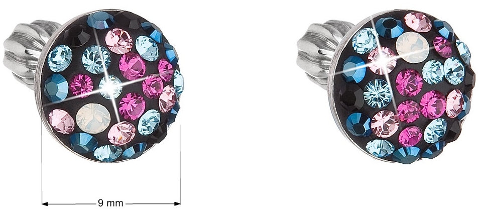 Strieborné náušnice kôstky s krištálmi Swarovski mix farieb okrúhle 31336.4 galaxy