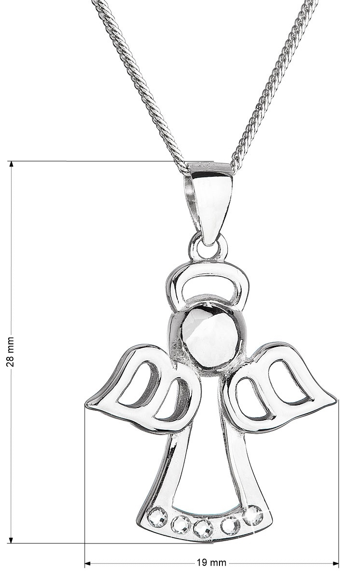 Strieborný náhrdelník anjel so Swarovski kryštálmi biely 32076.1