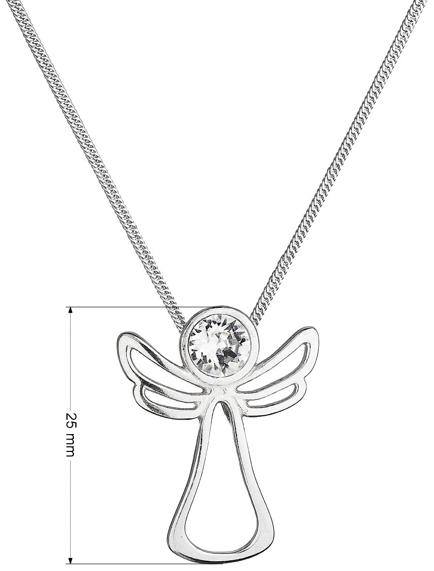Strieborný náhrdelník anjel so Swarovski kryštálom 32080.1 biely