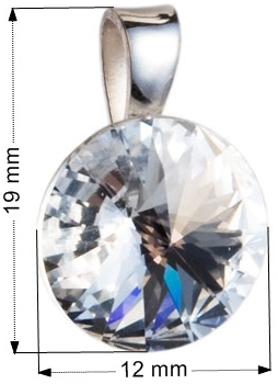 Strieborný prívesok s krištáľmi Swarovski biely okrúhly-rivoli 34112.1