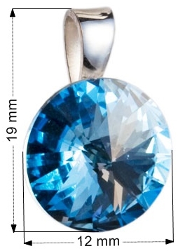 Strieborný prívesok s krištáľmi Swarovski modrý okrúhly-rivoli 34112.3
