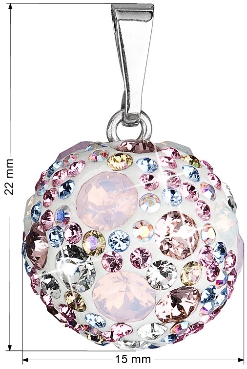 Strieborný prívesok s krištálmi Swarovski mix farieb okrúhly 34081.3 magic rose
