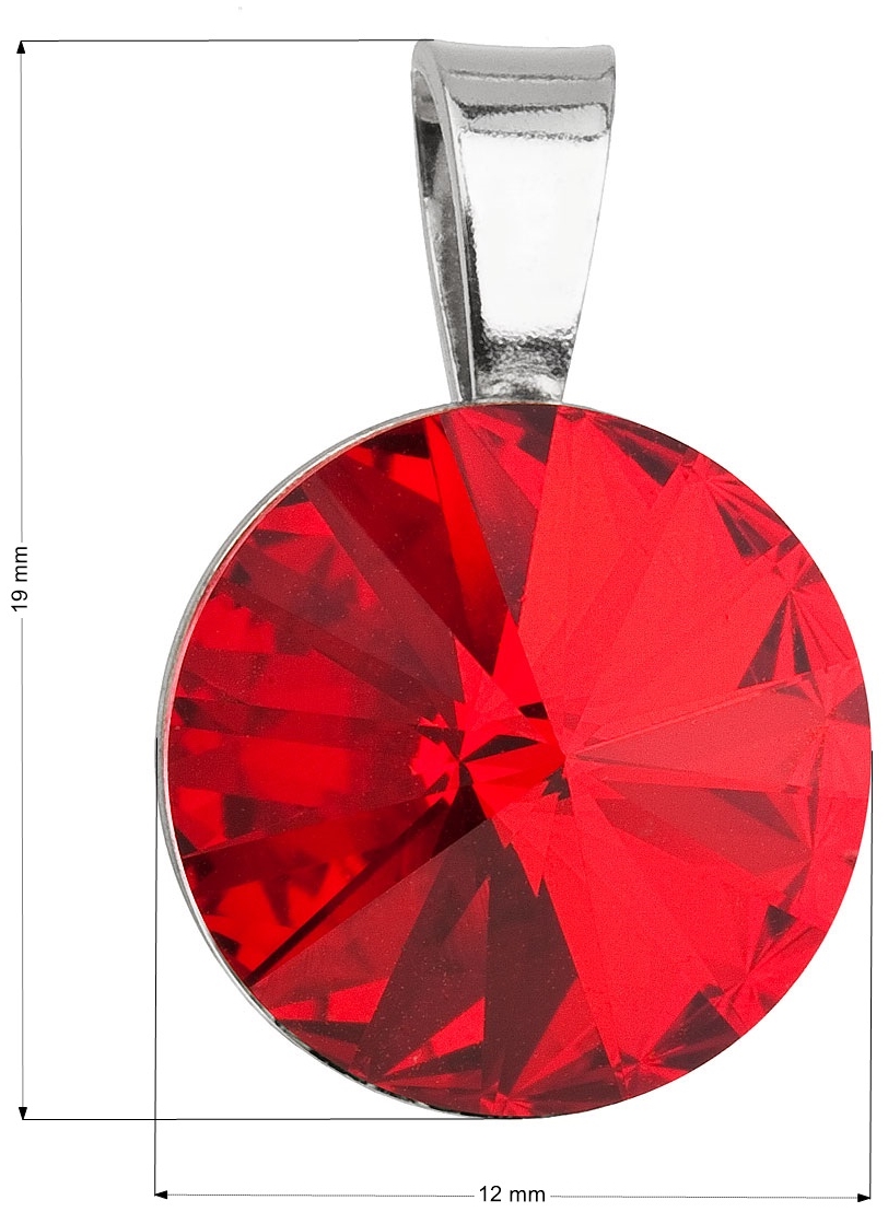 Strieborný prívesok s krištáľmi Swarovski červený okrúhly-rivoli 34112.3