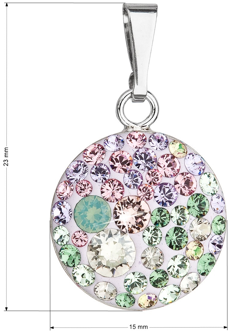 Strieborný prívesok s krištáľmi Swarovski mix farieb okrúhly 34225.3 sakura
