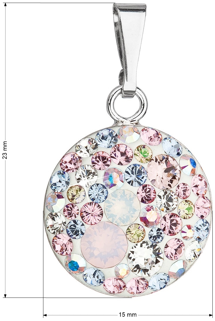Strieborný prívesok s krištáľmi Swarovski mix farieb okrúhly 34225.3 magic rose