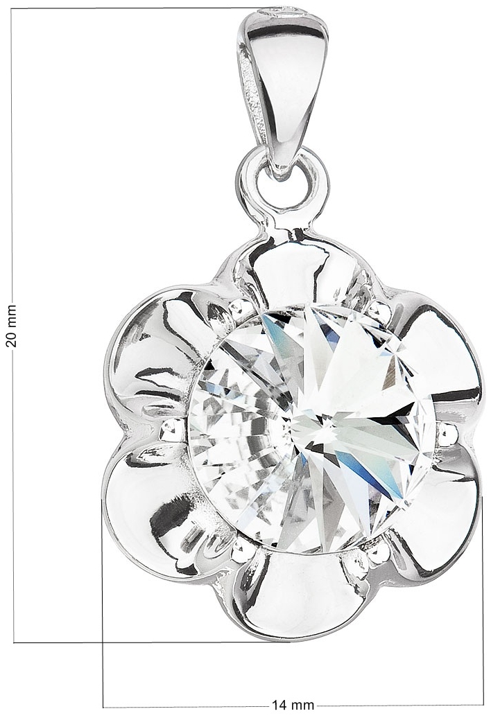 Strieborný prívesok s krištálom Swarovski biela kytička 34230.1