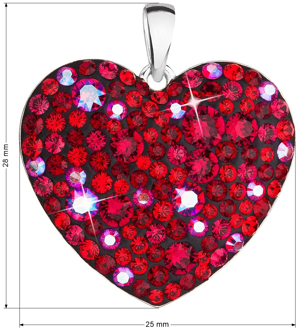 Strieborný prívesok s krištáľmi Swarovski červené srdce 34243.3 cherry